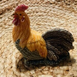 VTG Resin Colorful Rooster Trinket Box 3” TAI